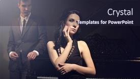  Presentation with piano - Cool new presentation theme with young couple posing near piano in the dark backdrop and a wine colored foreground