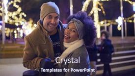  Presentation with ice rink - Slide set enhanced with young-couple-posing background and a wine colored foreground