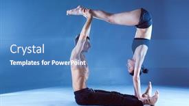  Presentation with yoga - Slide set consisting of young-couple-practicing-acro-yoga background and a teal colored foreground
