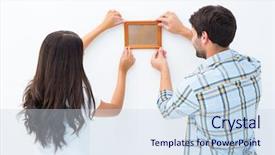  Presentation with catholic couple silhouette of young - Beautiful PPT theme featuring young couple putting up picture backdrop and a sky blue colored foreground