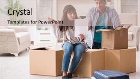  Presentation with foreclosure - PPT theme enhanced with young couple receiving foreclosure notice background and a soft green colored foreground