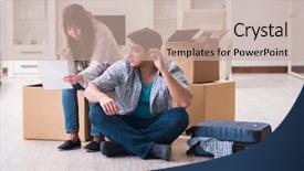  Presentation with foreclosure - Colorful theme enhanced with young couple receiving foreclosure notice backdrop and a coral colored foreground