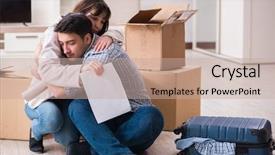  Presentation with foreclosure - Audience pleasing presentation theme consisting of young couple receiving foreclosure notice backdrop and a coral colored foreground