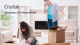  Presentation with foreclosure - Amazing presentation having young couple receiving foreclosure notice backdrop and a sky blue colored foreground