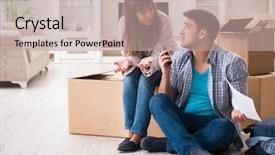  Presentation with foreclosure - Amazing PPT theme having young couple receiving foreclosure notice backdrop and a mint green colored foreground