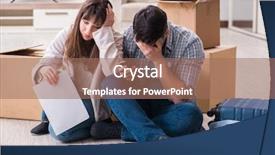  Presentation with foreclosure - PPT layouts enhanced with young couple receiving foreclosure notice background and a coral colored foreground