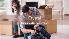  Presentation with foreclosure - Beautiful PPT layouts featuring young couple receiving foreclosure notice backdrop and a coral colored foreground