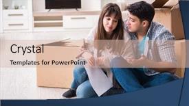  Presentation with foreclosure - Beautiful PPT theme featuring young couple receiving foreclosure notice backdrop and a soft green colored foreground