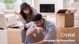  Presentation with foreclosure - Slides having young couple receiving foreclosure notice background and a coral colored foreground