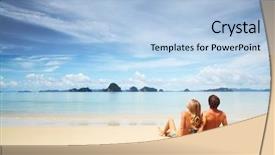  Presentation with relaxing - Cool new presentation with young couple relaxing backdrop and a light blue colored foreground