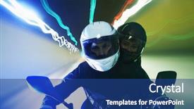  Presentation with motorcycle safety - Colorful presentation design enhanced with blurry doctor consultations with patients doctor holding x-ray to the patient backdrop and a lemonade colored foreground