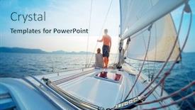  Presentation with sunset sailing - PPT theme enhanced with young-couple-sailing background and a light blue colored foreground