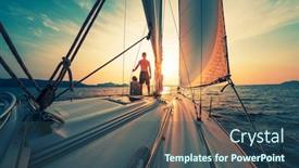  Presentation with sunset sailing - Cool new PPT layouts with young-couple-sailing backdrop and a ocean colored foreground