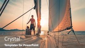  Presentation with sunset sailing - Colorful PPT layouts enhanced with young-couple-sailing backdrop and a coral colored foreground