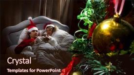  Presentation with santa - Beautiful presentation design featuring young couple in santa's backdrop and a  colored foreground