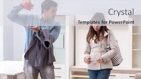  Presentation with saving - Audience pleasing theme consisting of young couple saving money for new furniture backdrop and a white colored foreground