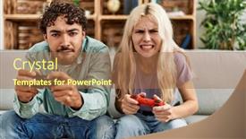  Presentation with video game - Theme with young-couple-screaming-and-playing background and a coral colored foreground