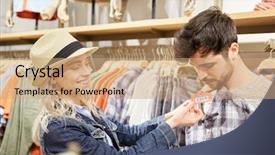  Presentation with middle east dubai mall shopping - Slide set consisting of young couple shopping for matching background and a coral colored foreground