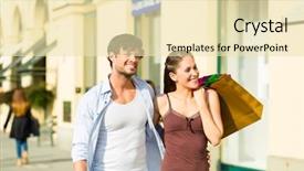  Presentation with money online shopping - Beautiful slide set featuring young couple shopping in inner backdrop and a lemonade colored foreground