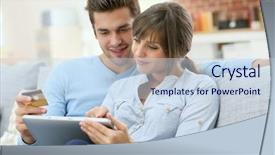  Presentation with internet safety - Slides consisting of young couple shopping on internet background and a sky blue colored foreground