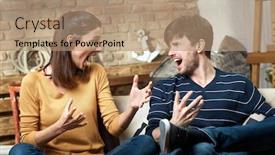  Presentation with relationship - Audience pleasing PPT layouts consisting of young-couple-shouting-at-home backdrop and a coral colored foreground