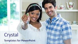  Presentation with catholic couple silhouette of young - Presentation enhanced with young couple showing a key background and a  colored foreground