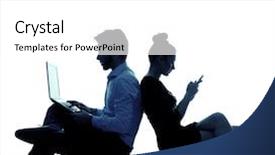  Presentation with angry - Colorful presentation theme enhanced with young couple silhouette busted up backdrop and a  colored foreground