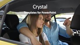  Presentation with ranning car on rroad - PPT layouts enhanced with young couple sitting in taxi background and a dark gray colored foreground