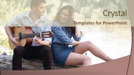  Presentation with nature river - Cool new presentation theme with young couple sitting backdrop and a lemonade colored foreground