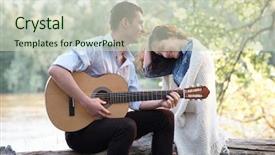  Presentation with nature river - Presentation theme enhanced with young couple sitting background and a soft green colored foreground