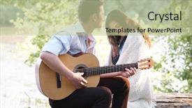  Presentation with nature river - Slide set with young couple sitting background and a  colored foreground