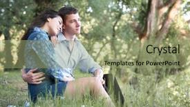  Presentation with spring nature grass - PPT layouts having young couple sitting background and a  colored foreground