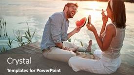  Presentation with river - Presentation having young-couple-sitting background and a gray colored foreground