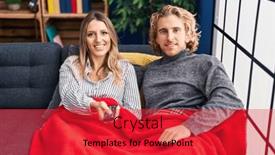  Presentation with standing sitting - Presentation theme having young-couple-sitting background and a red colored foreground