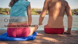  Presentation with dock - Presentation theme with young-couple-sitting background and a coral colored foreground