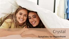  Presentation with young happy couple - Theme consisting of young-couple-smiling-happy-covering background and a coral colored foreground