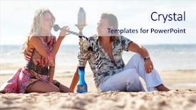  Presentation with hookah - Cool new presentation theme with young couple smoking hookah backdrop and a sky blue colored foreground
