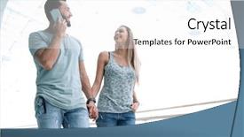  Presentation with free - Theme featuring young couple spends their free background and a white colored foreground