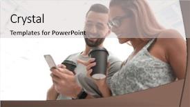  Presentation with free - Cool new PPT theme with young couple spends their free backdrop and a light gray colored foreground