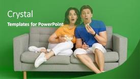  Presentation with sports fans - Audience pleasing slides consisting of young-couple-sports-fans backdrop and a ocean colored foreground