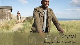  Presentation with mountain bike - Amazing slides having wellness categories - beautiful young blond woman backdrop and a yellow colored foreground