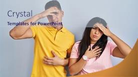  Presentation with flu virus - PPT layouts enhanced with young-couple-standing-over-isolated background and a lemonade colored foreground