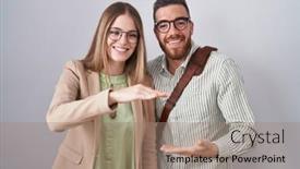  Presentation with floral border over white - PPT theme consisting of young-couple-standing-over-white background and a  colored foreground