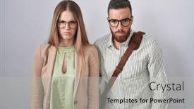  Presentation with negative - PPT layouts enhanced with young-couple-standing-over-white background and a light gray colored foreground