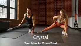  Presentation with stretching - Slide deck consisting of young-couple-stretching-legs background and a tawny brown colored foreground