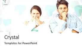  Presentation with common cold cough - PPT theme enhanced with young couple suffering from cold background and a white colored foreground