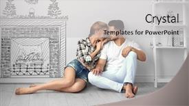  Presentation with merry christmas and new year - Presentation theme featuring young couple thinking about christmas background and a light gray colored foreground