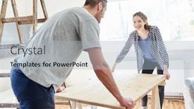  Presentation with build - Presentation theme featuring young-couple-together-build background and a light blue colored foreground