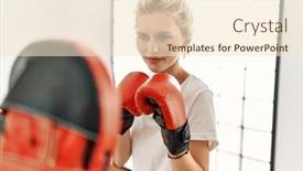  Presentation with training - Presentation design consisting of young-couple-training-boxing background and a  colored foreground