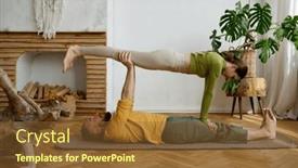  Presentation with pair - PPT layouts enhanced with young-couple-training-yoga background and a  colored foreground